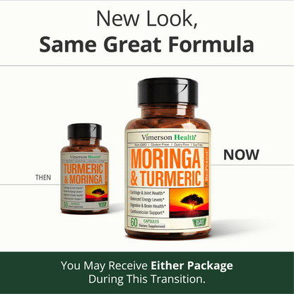 Moringa Capsules – 3-in-1 Turmeric Moringa Supplement with BioPerine (Black Pepper Extract) for Max Absorption – Potent 4:1 Moringa Oleifera Extract + Tumeric for Energy & Joint Support – 60 Capsules
