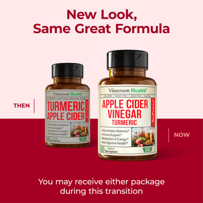 Organic Apple Cider Vinegar with Turmeric Curcumin Supplement & Ginger for Digestive Health, Metabolism, Energy & Joint Support - Organic Turmeric & Apple Cider Vinegar Capsules. 60 Vegan Non-GMO Caps