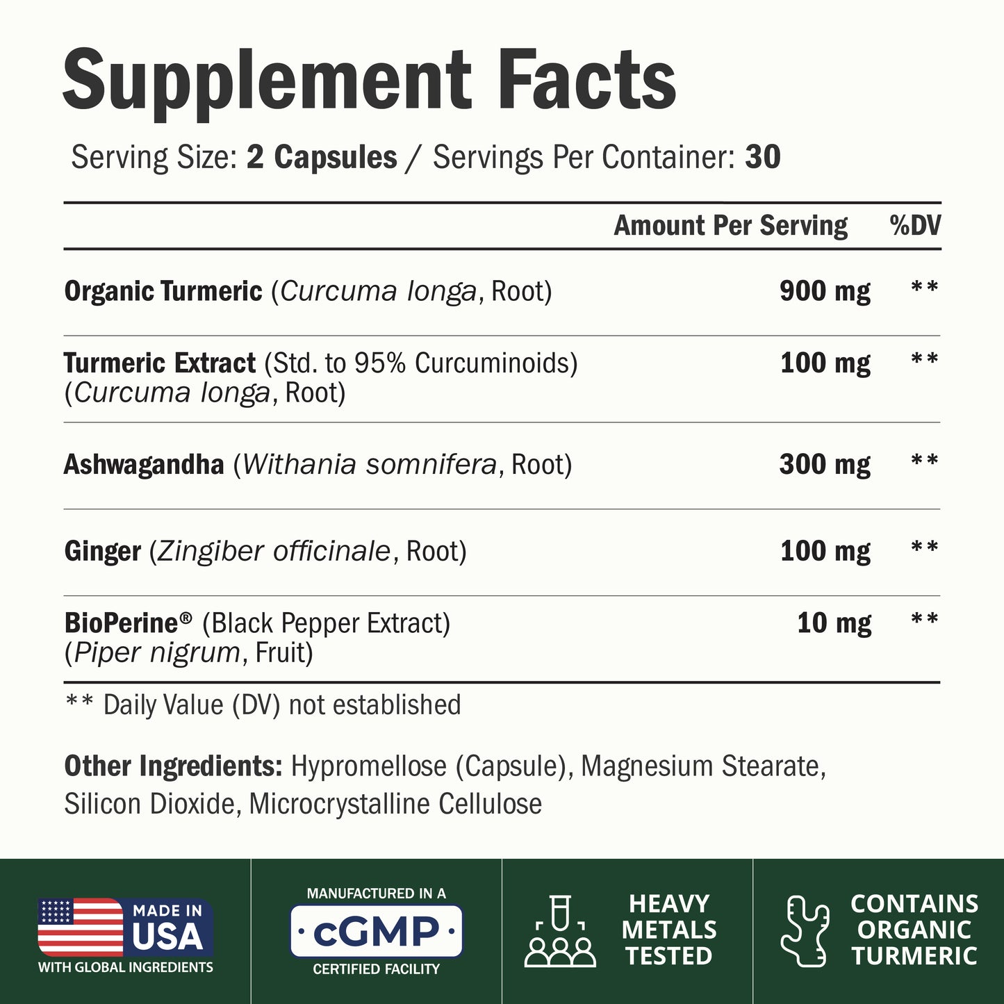 Ashwagandha Capsules for Energy, Mood and Joint Health – All-in-One Formula with Ashwagandha, Turmeric, Ginger Root & Black Pepper for Enhanced Absorption– Ashwagandha for Women & Men – 60 Count