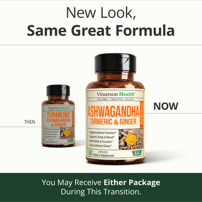 Ashwagandha Capsules for Energy, Mood and Joint Health – All-in-One Formula with Ashwagandha, Turmeric, Ginger Root & Black Pepper for Enhanced Absorption– Ashwagandha for Women & Men – 60 Count