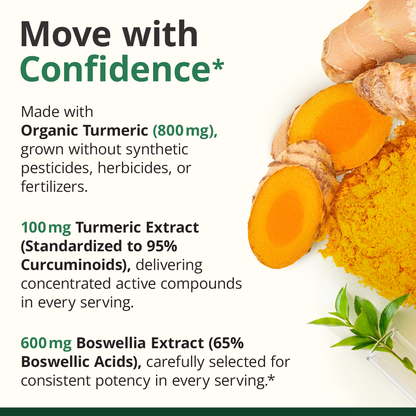 Boswellia Serrata Turmeric Supplement for Joint Support & Inflammation Balance – Turmeric Boswellia Supplement with Ginger & Black Pepper Extract for Enhanced Absorption – Non-GMO - 60 Capsules