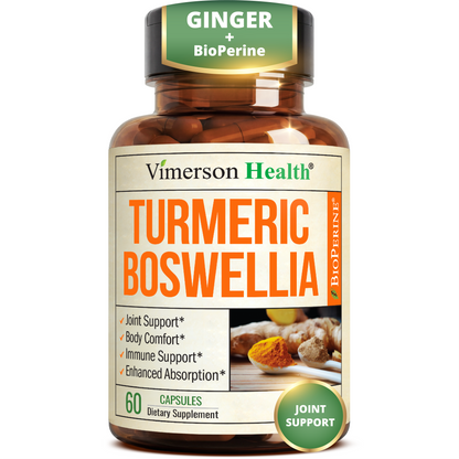 Boswellia Serrata Turmeric Curcumin Supplement: Organic Tumeric, Boswellia Extract, Ginger & BioPerine for Max Absorption – Inflammation & Joint Supplements for Men & Women – Non-GMO – 60 Capsules