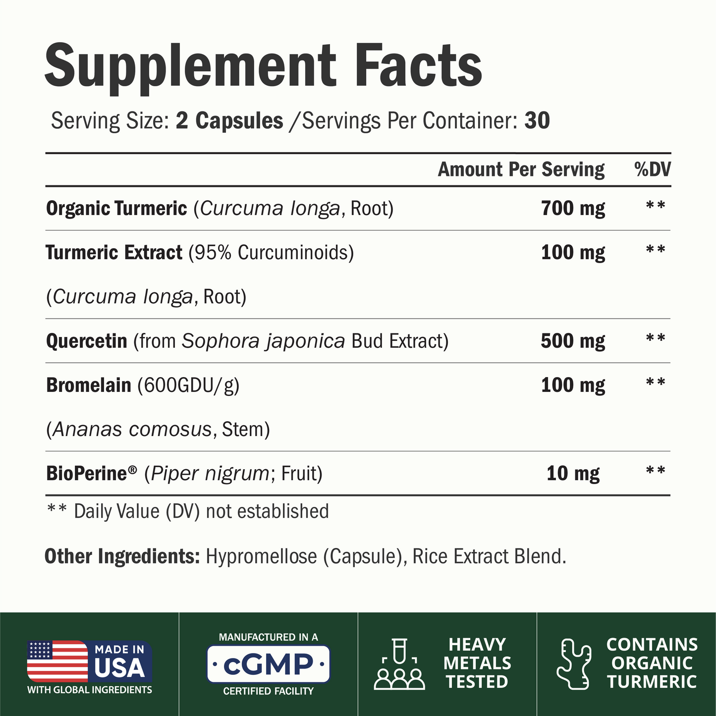 Quercetin with Bromelain Turmeric Curcumin Supplement – Triple Action: Allergy Relief, Inflammation and Joint Support with Organic Tumeric + Bioperine for Max Absorption – 60 Quercetin 500mg Capsules
