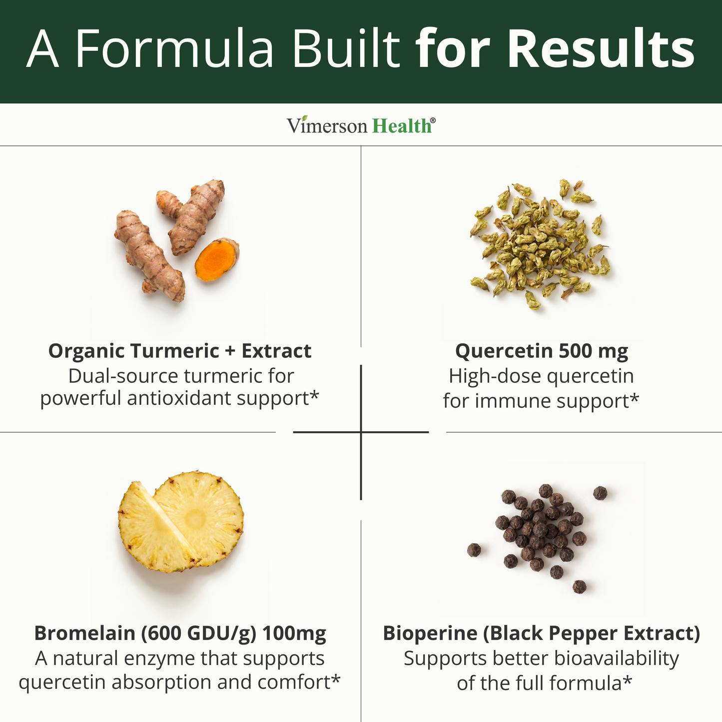 Quercetin with Bromelain Turmeric Curcumin Supplement – Triple Action: Allergy Relief, Inflammation and Joint Support with Organic Tumeric + Bioperine for Max Absorption – 60 Quercetin 500mg Capsules