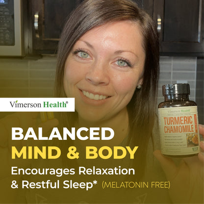 Turmeric Supplement & Chamomile Capsules for Sleep - Organic Turmeric Sleep Supplement with Chamomile Flowers Extract (Manzanilla) - Relaxation & Stress Support - Joint & Digestive Health. 60 Capsules