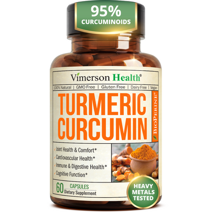 Turmeric Curcumin Supplement – 1200mg Organic Turmeric Curcumin with Black Pepper Extract for Max Absorption – Digestive & Joint Supplements for Men & Women w. Tumeric Extract & Bioperine – 60 Caps
