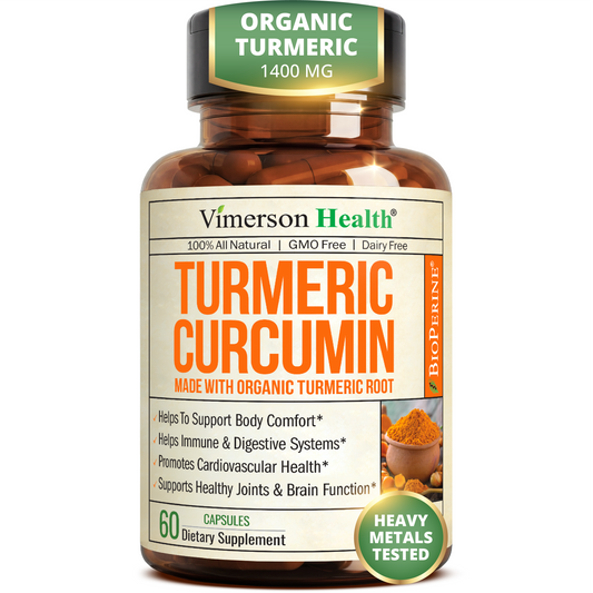 Turmeric Curcumin Supplement – 1400mg Organic Turmeric Curcumin with Black Pepper Extract for Max Absorption – Digestive & Joint Supplements for Men & Women w. Tumeric Extract & Bioperine – 60 Caps