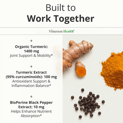 Turmeric Curcumin Supplement – 1400mg Organic Turmeric Curcumin with Black Pepper Extract for Max Absorption – Digestive & Joint Supplements for Men & Women w. Tumeric Extract & Bioperine – 60 Caps