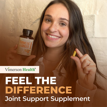 Turmeric Curcumin Supplement with Ginger Root for Joint Support, Digestive & Gut Health - Contains Organic Turmeric Curcumin with Black Pepper (Bioperine) for Enhanced Absorption - 60 Capsules