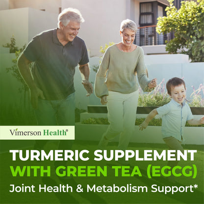 Turmeric Curcumin Supplement with Green Tea Extract (ECGC) & Vitamin C for Joint Health, Energy & Inflammation Balance - Organic Tumeric Curcumin with Black Pepper - Gluten-Free, Non-GMO - 60 Capsules