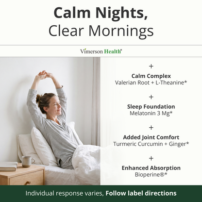 Melatonin 3mg + Valerian Root for Sleep, Daily Calm & Stress Relief Support – Natural Sleep Aid: Organic Turmeric Melatonin Valerian Supplement with L-Theanine, Ginger & Black Pepper – 60 Capsules