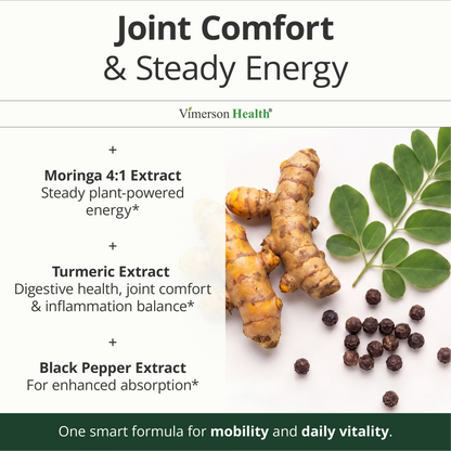 Moringa Capsules – 3-in-1 Turmeric Moringa Supplement with BioPerine (Black Pepper Extract) for Max Absorption – Potent 4:1 Moringa Oleifera Extract + Tumeric for Energy & Joint Support – 60 Capsules
