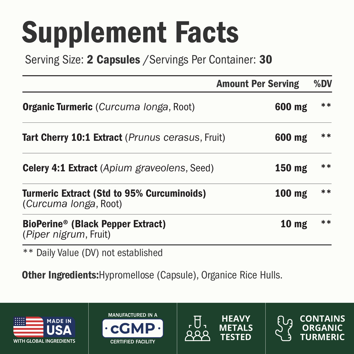 Tart Cherry Capsules – 4-in-1 Turmeric Tart Cherry Supplement for Uric Acid Balance & Joint Health – 10:1 Tart Cherry Extract Capsules with Celery Seed, Turmeric Curcumin & Black Pepper – 60 Count