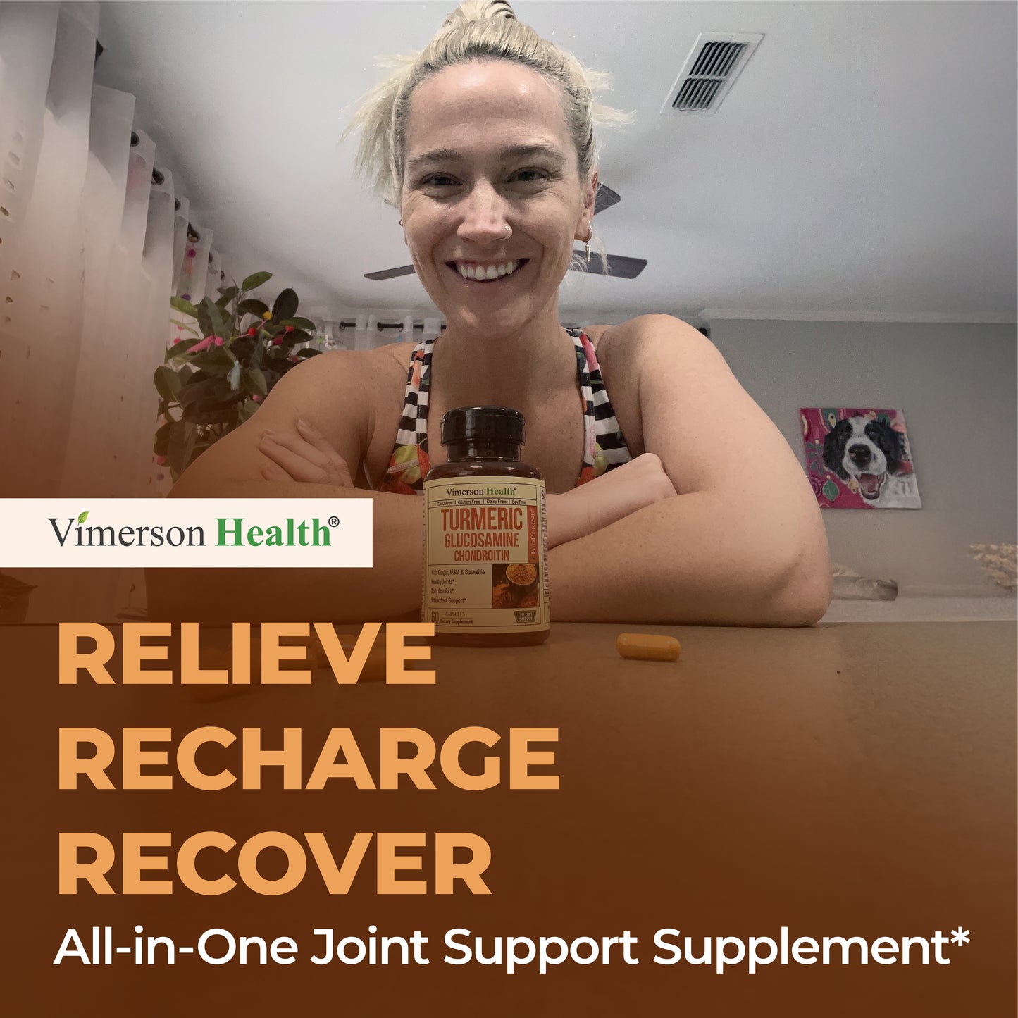 Turmeric Supplement with Glucosamine Chondroitin. Joint Supplements for Women & Men with Ginger, Boswellia, MSM & Tumeric Curcumin with Black Pepper (Bioperine). Aids Immune & Joint Support. 60 Caps