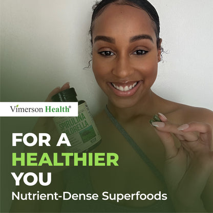 Organic Spirulina and Chlorella Capsules - Spirulina Capsules with Chlorella Powder for Immune, Antioxidant & Energy Support. Nutritious Super Green. Vegan & Non-GMO. Third Party Tested. 60 Caps