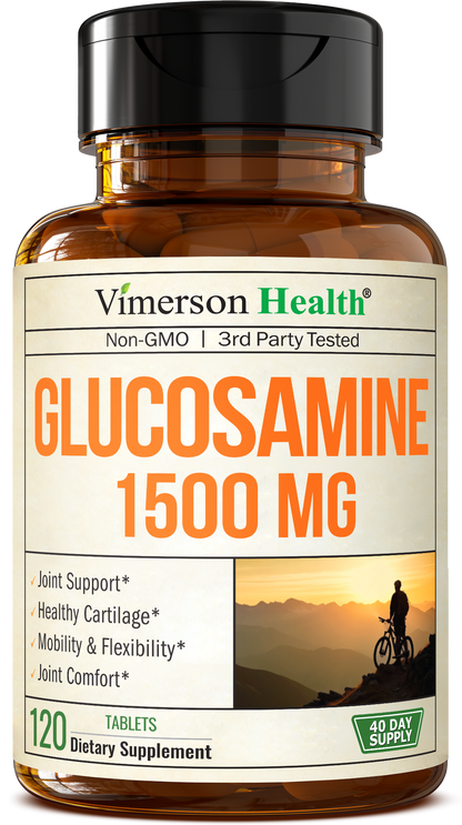 Glucosamine Sulfate 1500mg w/Potassium – FSA Eligible Joint Support Supplement for Cartilage, Bone & Joint Health, Occasional Discomfort Relief for Back, Knees & Hands – Glucosamine Complex 120 Tabs