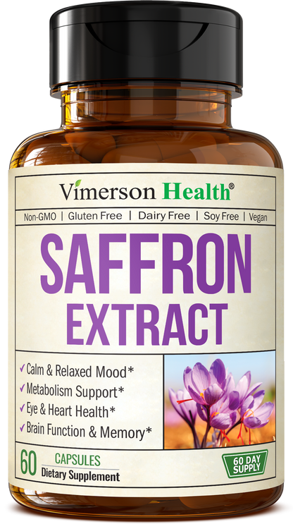 Pure Saffron Supplements for Women & Men w/ 88.5mg Saffron Extract – Mood Support Supplement Plus Eye Health – Azafran Safron Spice Alternative to Gummies or Powder – 60 Vegan Count – 2 Month Supply