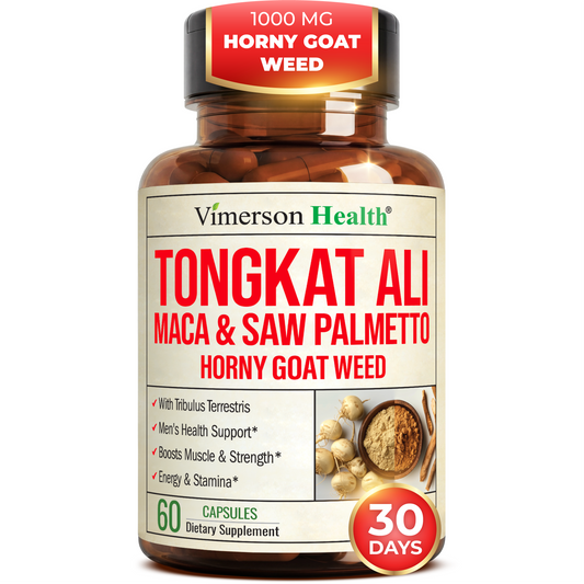 HornyGoatWeed for Men (1000mg per Serving) – Male Enhancing Supplement w/ Maca Root, Tongkat Ali, Saw Palmetto, Panax Ginseng, Tribulus Terrestris & L-Arginine for Energy, Drive & Strength, 60 Count