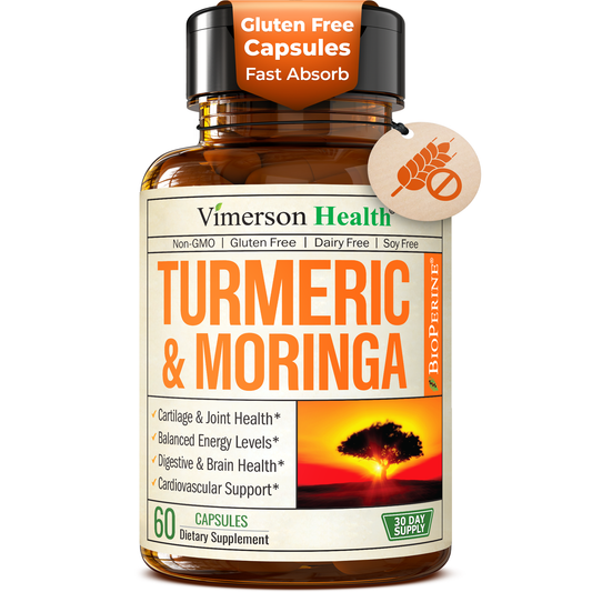 Moringa + Turmeric Curcumin Supplement for Joint Health, Gut Health, Energy and Immune Support - Total Wellness Formula - Tumeric Curcumin with Black Pepper & Moringa Pure Capsules - 60 Count