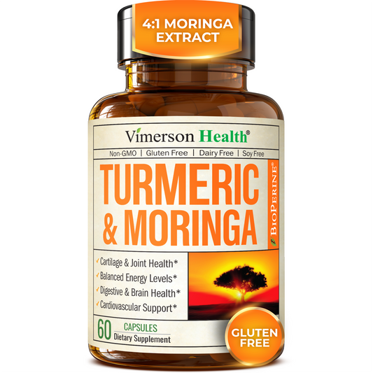 Moringa Turmeric Supplement for Joint Health, Gut Health, Energy and Immune Support – Total Wellness Formula with Tumeric Moringa Pure Capsules – Turmeric Curcumin with Black Pepper – 60 Count