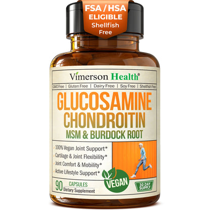 Glucosamine Chondroitin MSM – Joint Support Supplement for Women and Men with Glucosamine Sulfate 1500 mg, Chondroitin and MSM – for Cartilage, Joint Health and Flexibility – 90 Capsules, Vegan