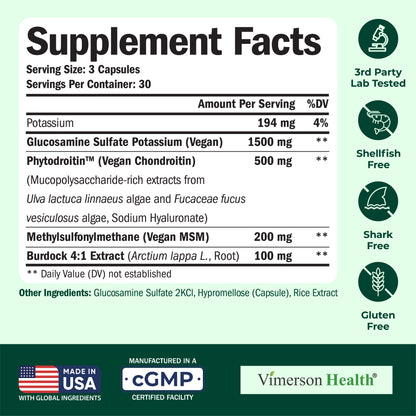 Glucosamine Chondroitin MSM – Joint Support Supplement for Women and Men with Glucosamine Sulfate 1500 mg, Chondroitin and MSM – for Cartilage, Joint Health and Flexibility – 90 Capsules, Vegan
