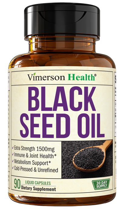 Black Seed Oil - Cold Pressed Black Seed Oil Capsules - Provides Vitamin E & Omega 3 6 9 - High Potency (1500mg) for Immune & Joint Support, Antioxidants, Digestion, Hair Skin Nails - Vegan 90 Caps