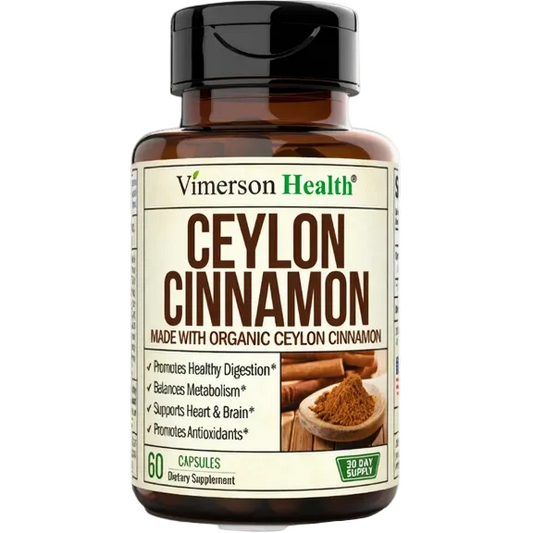 Organic Ceylon Cinnamon Capsules - Ceylon True Cinnamon Supplements (Canela de Ceylan) for Inflammation Balance, Cognitive Function, Metabolic, Antioxidant Support. Non-GMO. Vegan. 60 Caps Made in USA
