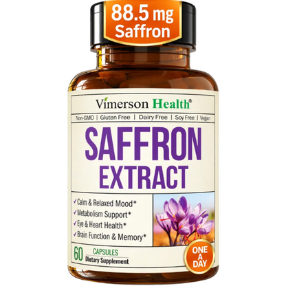 Pure Saffron Extract 88.5mg for Mood Support and Eye Health – Third Party Tested (Azafran) Saffron Supplements for Women & Men – Vegan + Non-GMO – 60 Capsules – 2 Months Supply