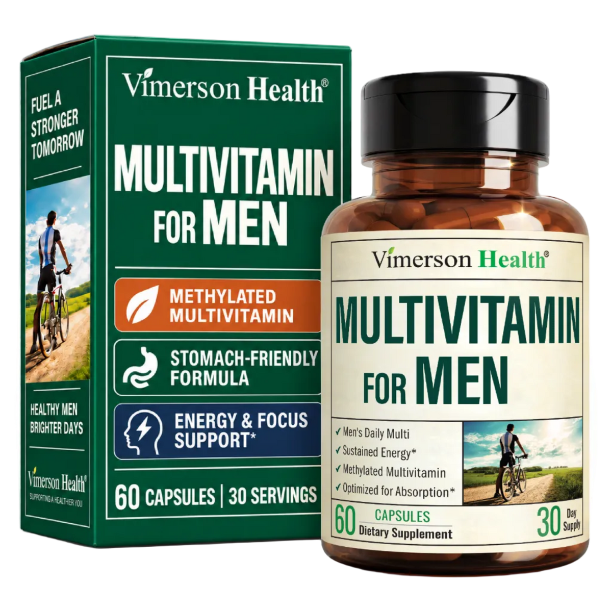 Multivitamin for Men – Methylated Multivitamin – Daily Wellness – 60 Caps Bioavailable Daily Mens Multivitamins & Multiminerals – B Complex, Vitamin C, D, B12 & Zinc – Easy-Swallow & No Stomach Upset