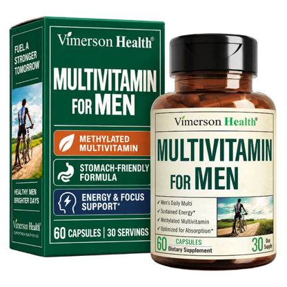 Multivitamin for Men – Methylated Multivitamin – Daily Wellness – 60 Caps Bioavailable Daily Mens Multivitamins & Multiminerals – B Complex, Vitamin C, D, B12 & Zinc – Easy-Swallow & No Stomach Upset