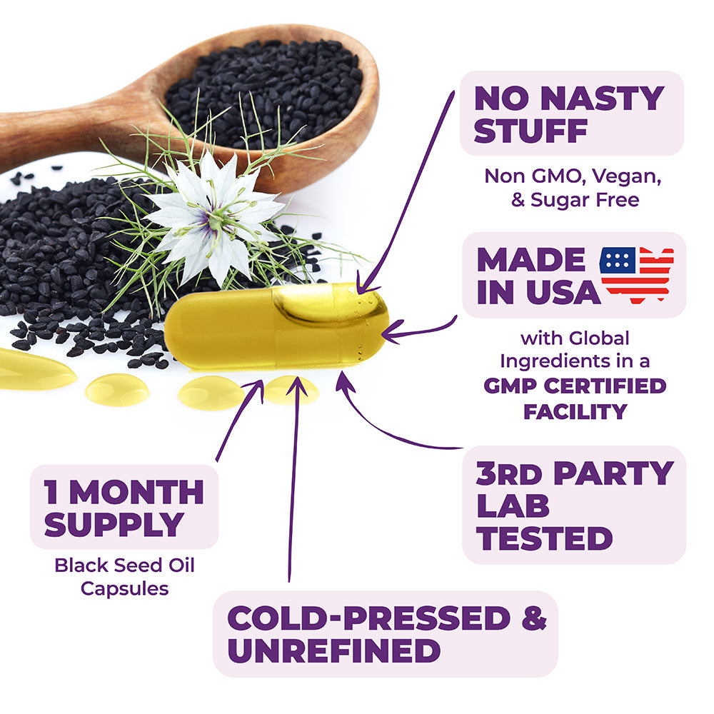 The BEST BLACK SEED OIL Capsules for Immune DIGESTIVE and HAIR