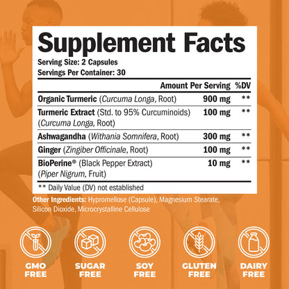 TURMERIC ASHWAGANDHA & GINGER SUPPLEMENT - JOINT SUPPORT