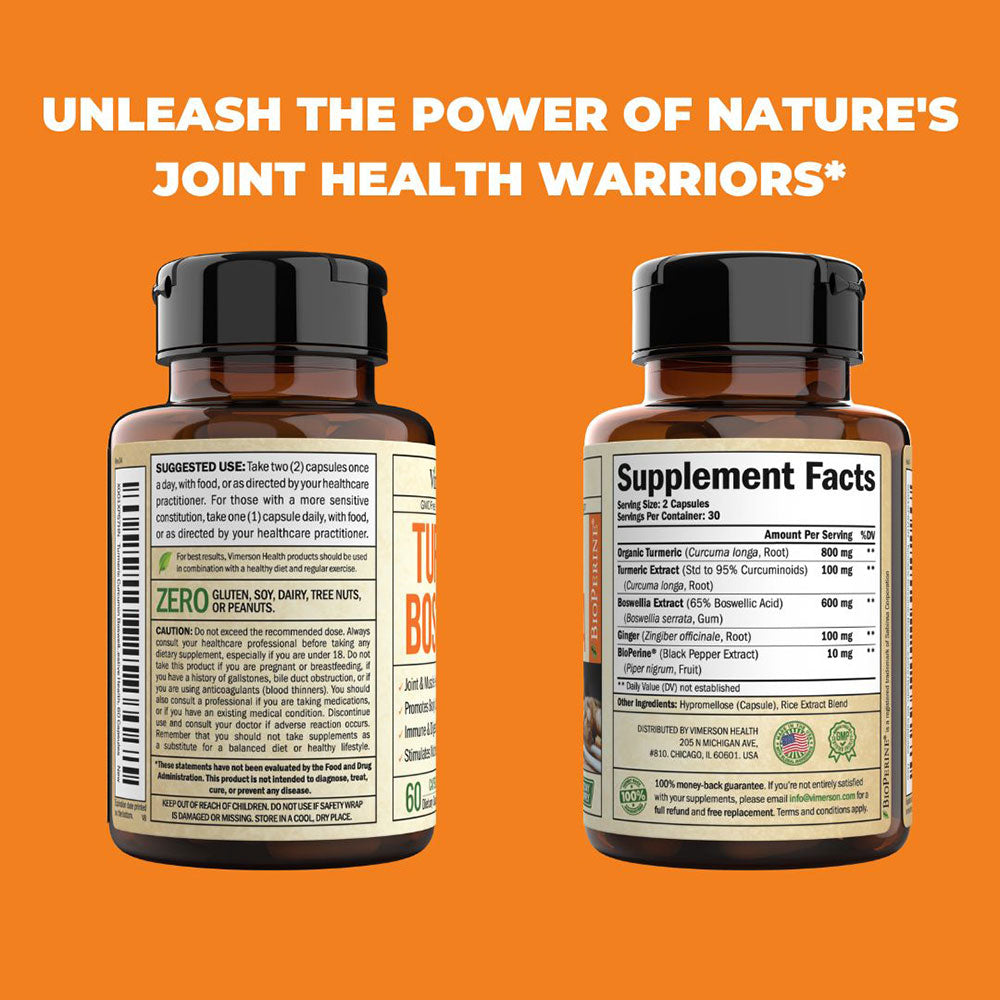 Best TURMERIC BOSWELLIA & GINGER Supplement for IMMUNE & JOINT Health