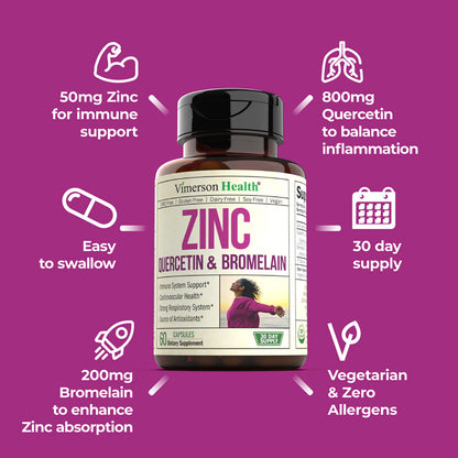 ZINC QUERCETIN & BROMELAIN SUPPLEMENT - IMMUNE SYSTEM HEALTH