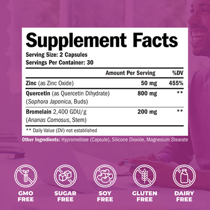 ZINC QUERCETIN & BROMELAIN SUPPLEMENT - IMMUNE SYSTEM HEALTH